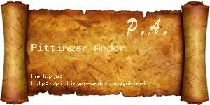 Pittinger Andor névjegykártya